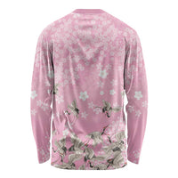 Cranes Sakura Floral Pink Pastel Long Sleeve Shirt Hawaii Japan Culture LT01 - Polynesian Pride