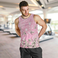 Cranes Sakura Floral Pink Pastel Men Tank Top Hawaii Japan Culture LT01 Pink - Polynesian Pride