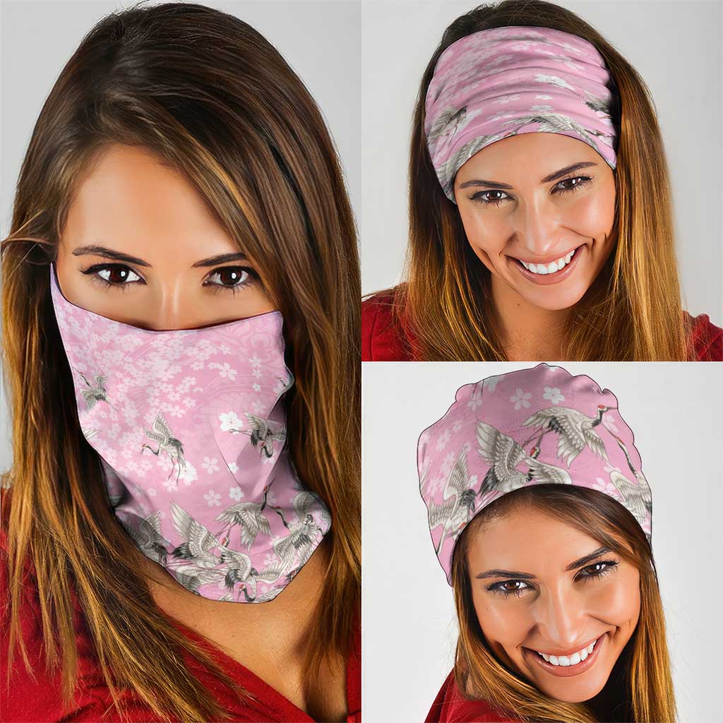 Cranes Sakura Floral Pink Pastel Neck Gaiter Hawaii Japan Culture LT01 - Polynesian Pride