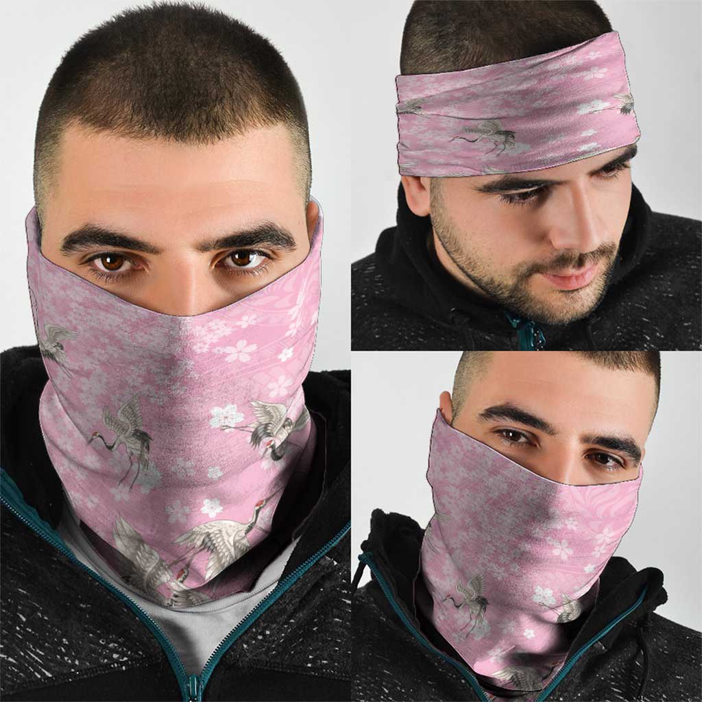 Cranes Sakura Floral Pink Pastel Neck Gaiter Hawaii Japan Culture LT01 - Polynesian Pride