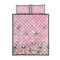 Cranes Sakura Floral Pink Pastel Quilt Bed Set Hawaii Japan Culture - Polynesian Pride