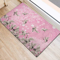 Cranes Sakura Floral Pink Pastel Rubber Doormat Hawaii Japan Culture LT01 - Polynesian Pride