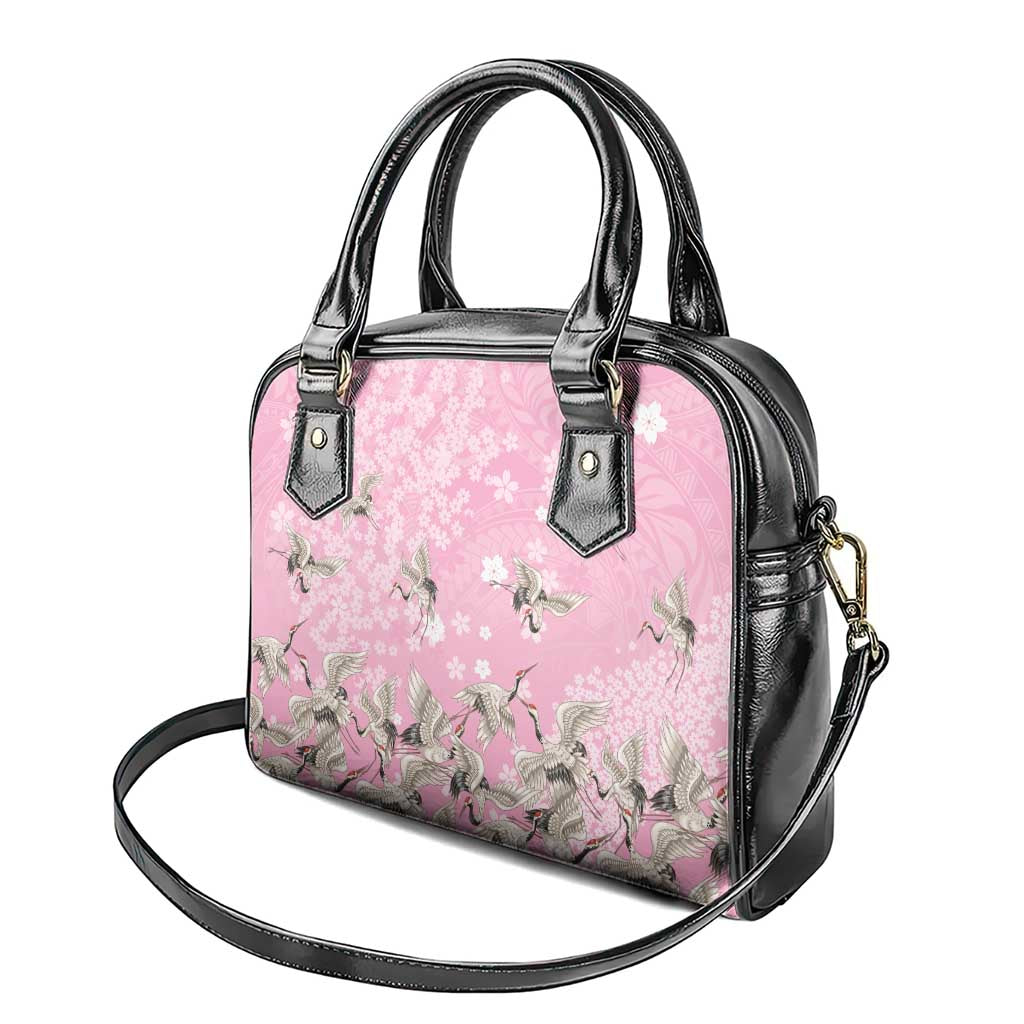 Cranes Sakura Floral Pink Pastel Shoulder Handbag Hawaii Japan Culture LT01 - Polynesian Pride