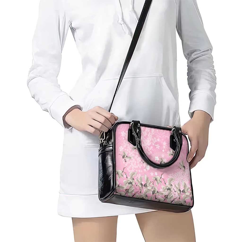 Cranes Sakura Floral Pink Pastel Shoulder Handbag Hawaii Japan Culture LT01 - Polynesian Pride