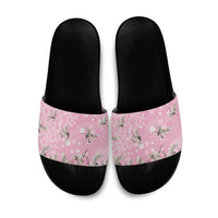 Cranes Sakura Floral Pink Pastel Slide Sandals Hawaii Japan Culture - Polynesian Pride