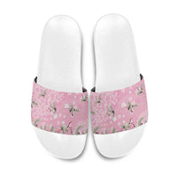 Cranes Sakura Floral Pink Pastel Slide Sandals Hawaii Japan Culture - Polynesian Pride