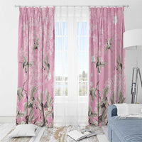 Cranes Sakura Floral Pink Pastel Window Curtain Hawaii Japan Culture - Polynesian Pride