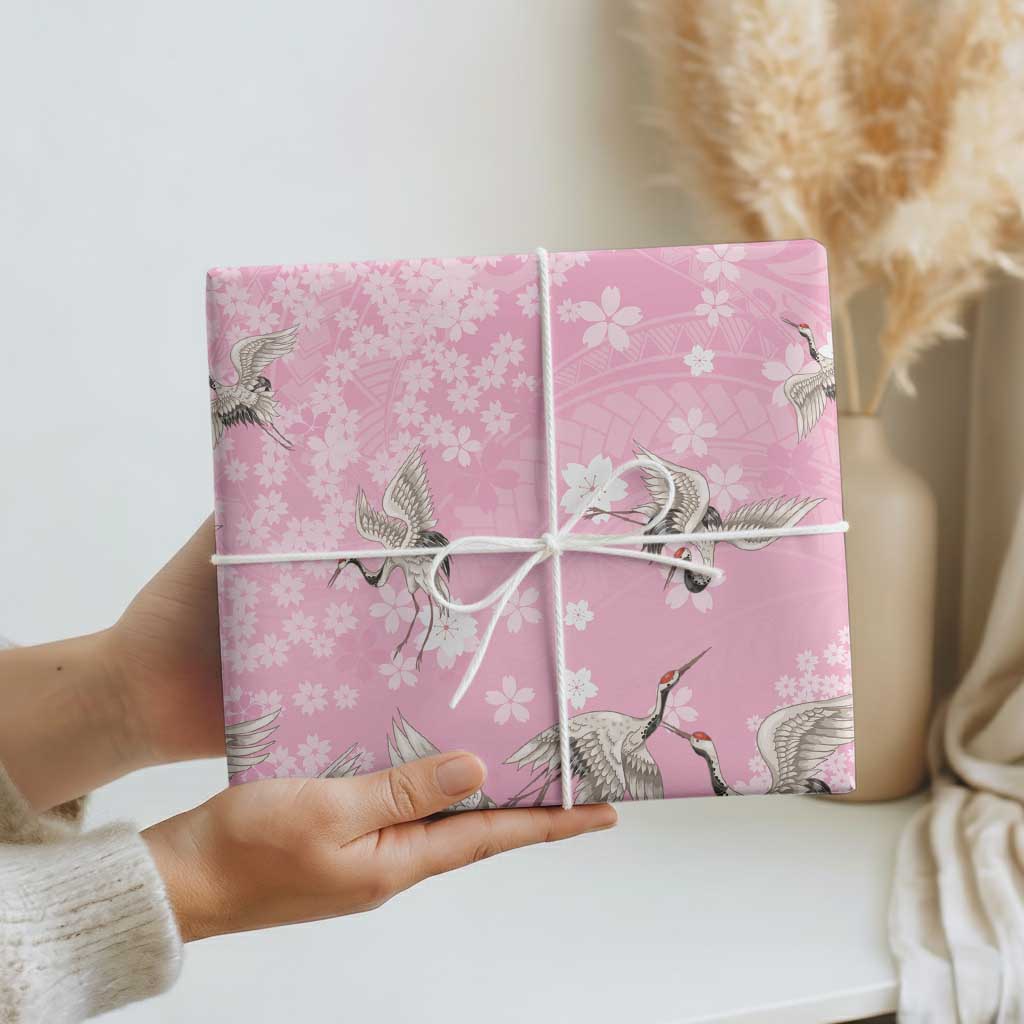 Cranes Sakura Floral Pink Pastel Wrapping Paper Hawaii Japan Culture LT01 - Polynesian Pride