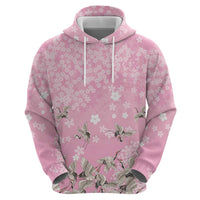 Cranes Sakura Floral Pink Pastel Zip Hoodie Hawaii Japan Culture LT01 - Polynesian Pride