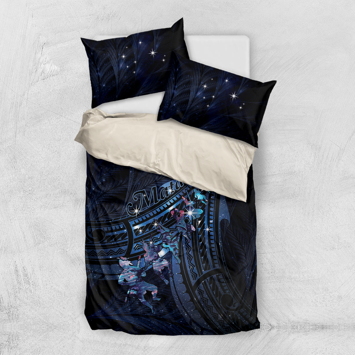 Matariki Paua Shell New Zealand Bedding Set Haka Dance At The Starry Night