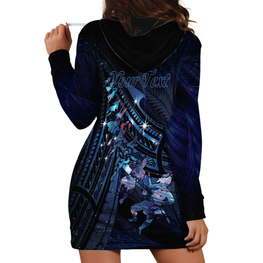 Personalised Matariki Paua Shell New Zealand Hoodie Dress Haka Dance At The Starry Night