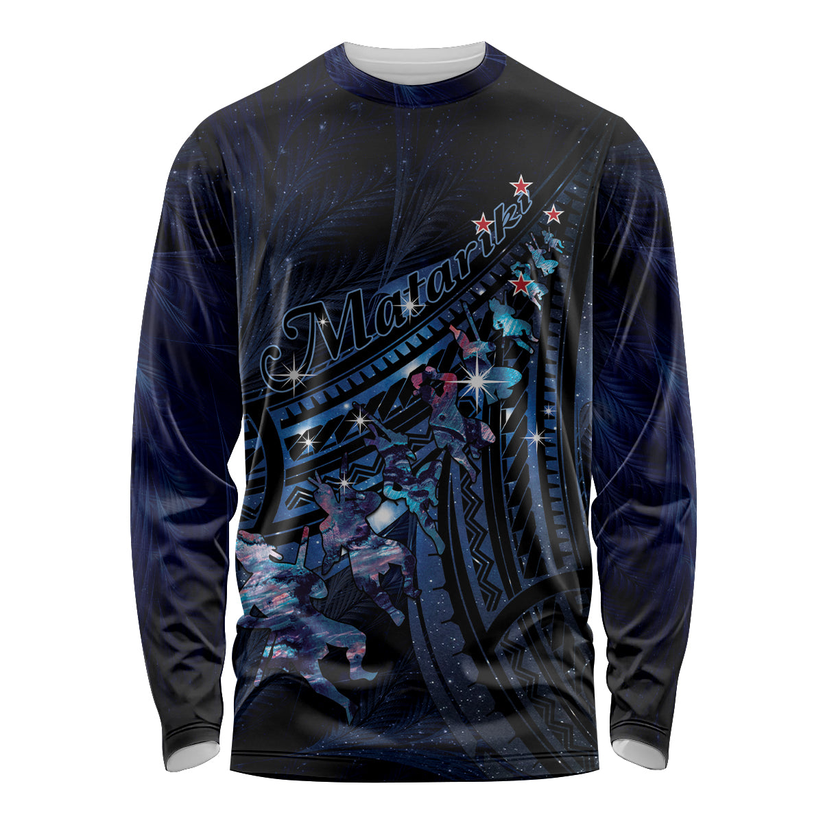 Personalised Matariki Paua Shell New Zealand Long Sleeve Shirt Haka Dance At The Starry Night