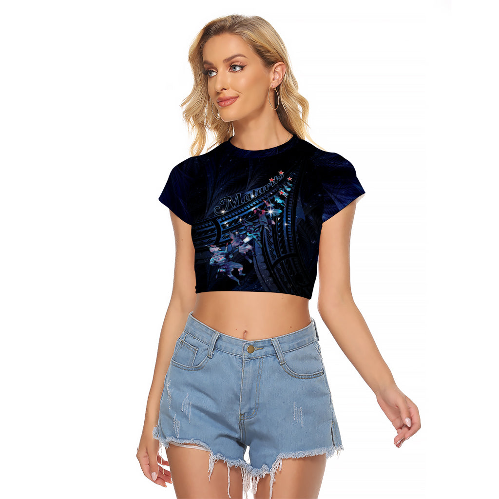 Personalised Matariki Paua Shell New Zealand Raglan Cropped T Shirt Haka Dance At The Starry Night