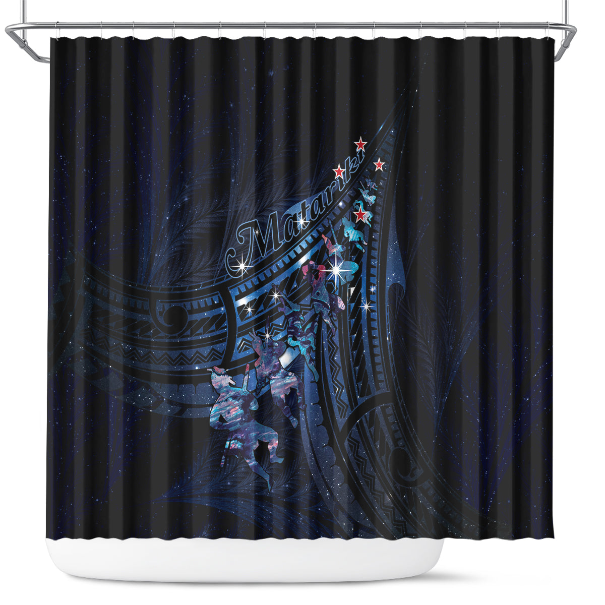 Matariki Paua Shell New Zealand Shower Curtain Haka Dance At The Starry Night