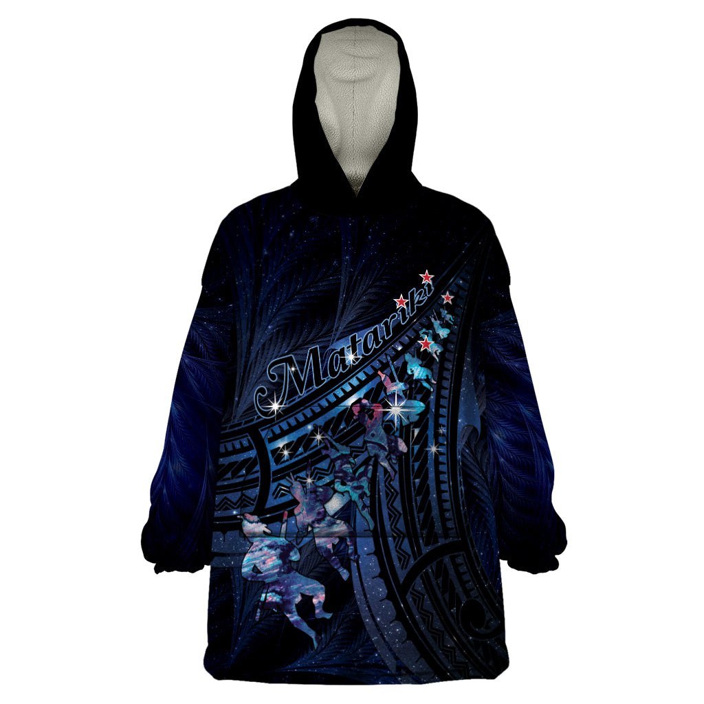 Personalised Matariki Paua Shell New Zealand Wearable Blanket Hoodie Haka Dance At The Starry Night