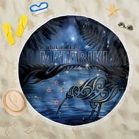 Matariki Kiwi Beach Blanket Silver Fern LT01 One Size 150cm Black - Polynesian Pride