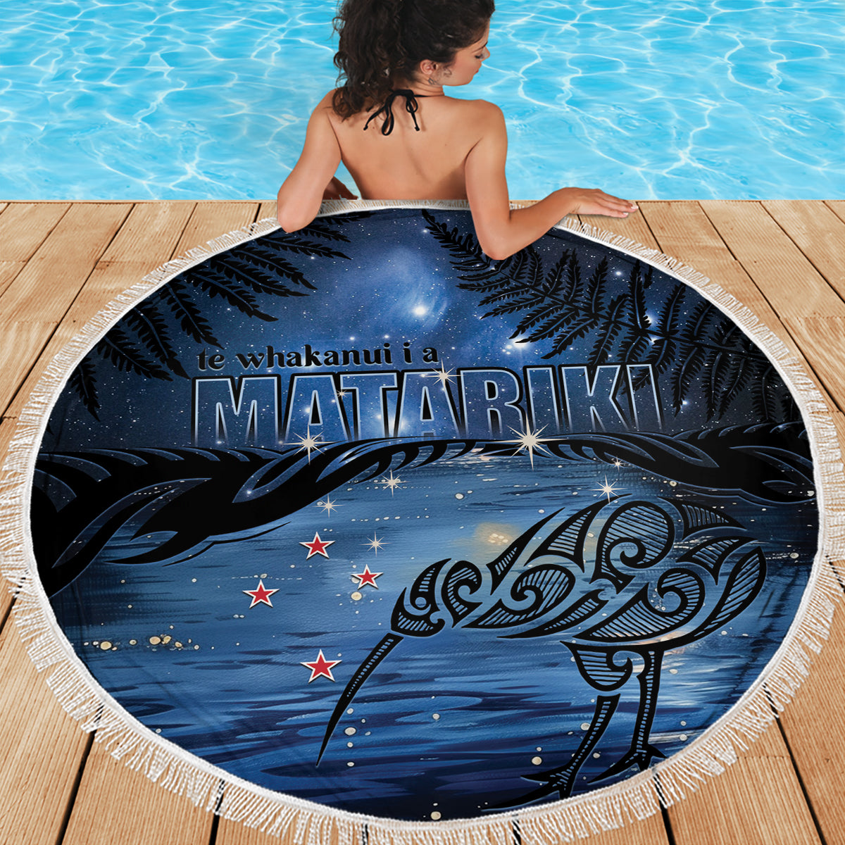 Matariki Kiwi Beach Blanket Silver Fern LT01 - Polynesian Pride
