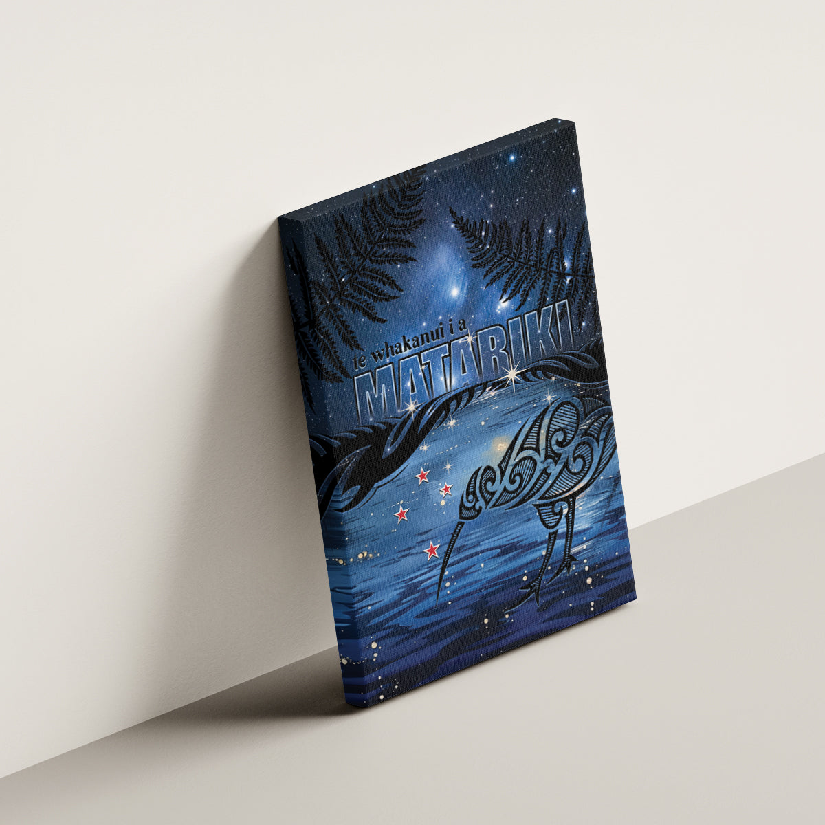 Matariki Kiwi Canvas Wall Art Silver Fern LT01 - Polynesian Pride