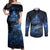 Personalised Matariki Kiwi Couples Matching Off Shoulder Maxi Dress and Long Sleeve Button Shirt Silver Fern