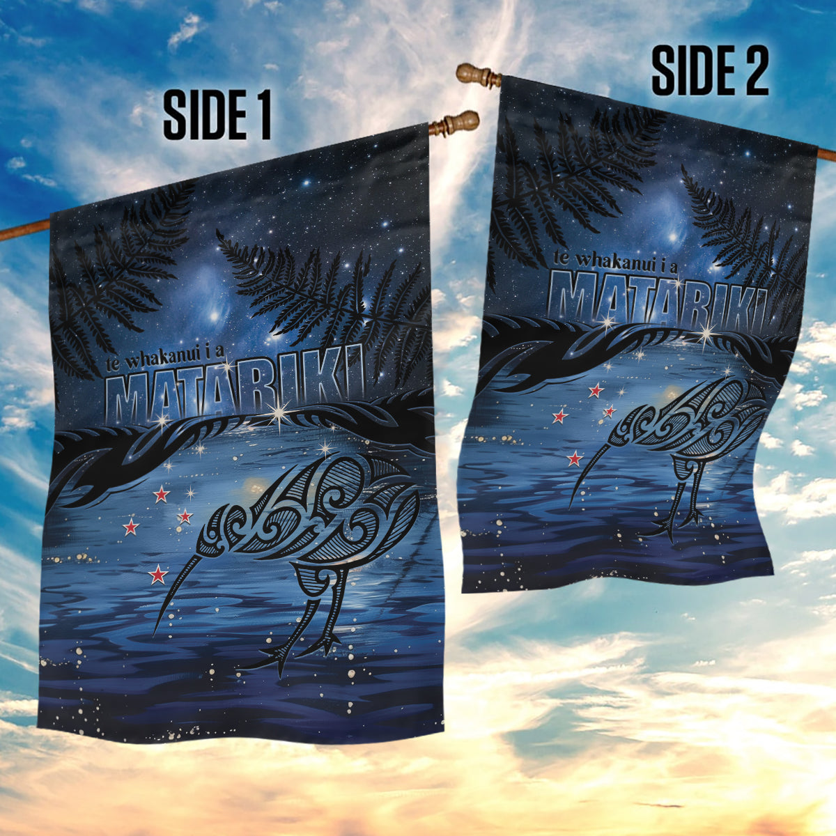 Matariki Kiwi Garden Flag Silver Fern LT01 - Polynesian Pride
