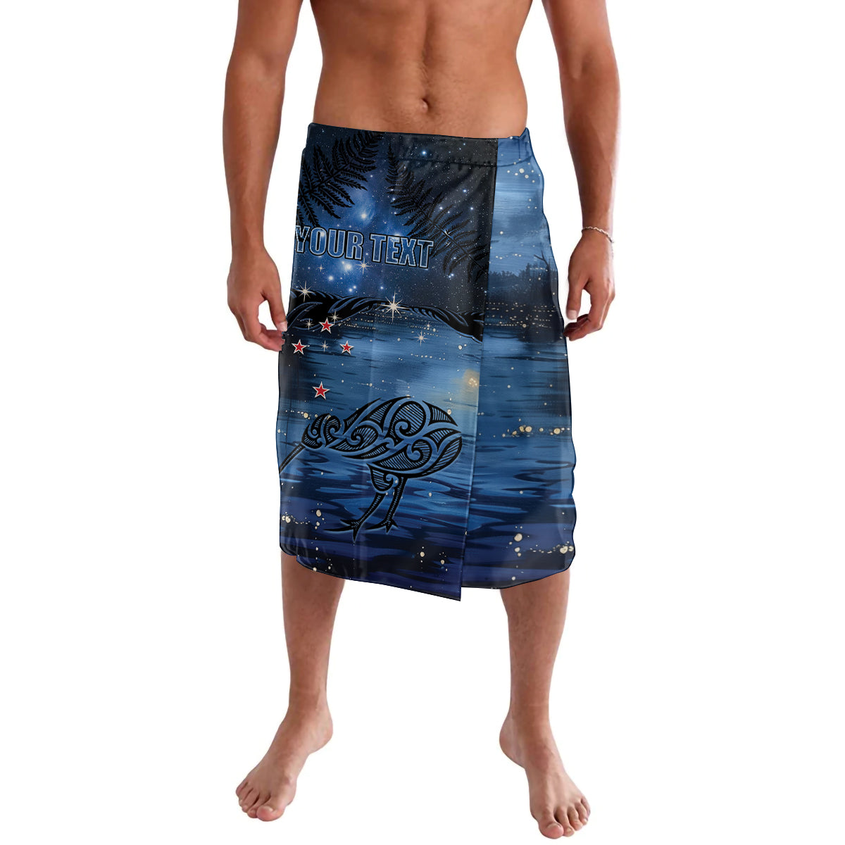 Personalised Matariki Kiwi Lavalava Silver Fern LT01 Black - Polynesian Pride