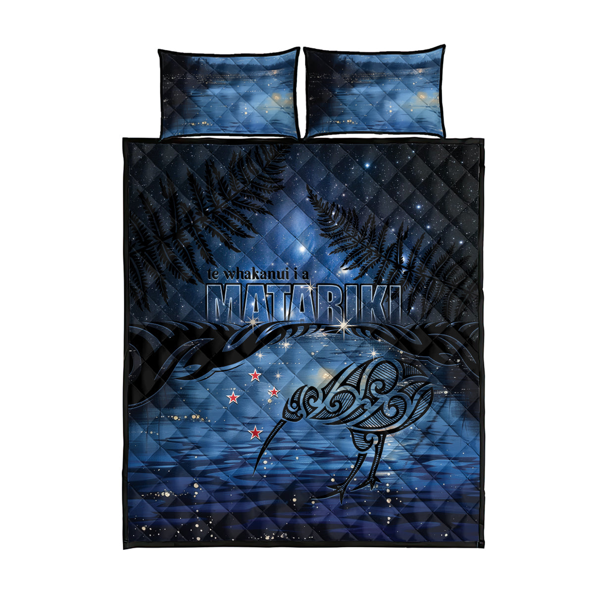 Matariki Kiwi Quilt Bed Set Silver Fern LT01 - Polynesian Pride