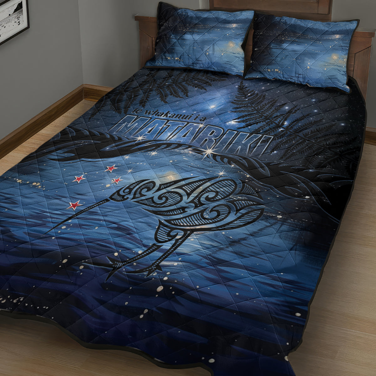 Matariki Kiwi Quilt Bed Set Silver Fern LT01 - Polynesian Pride