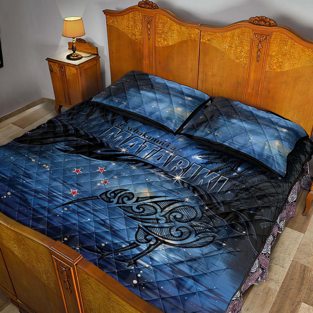 Matariki Kiwi Quilt Bed Set Silver Fern LT01 - Polynesian Pride