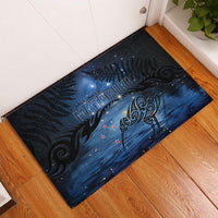 Matariki Kiwi Rubber Doormat Silver Fern LT01 Black - Polynesian Pride