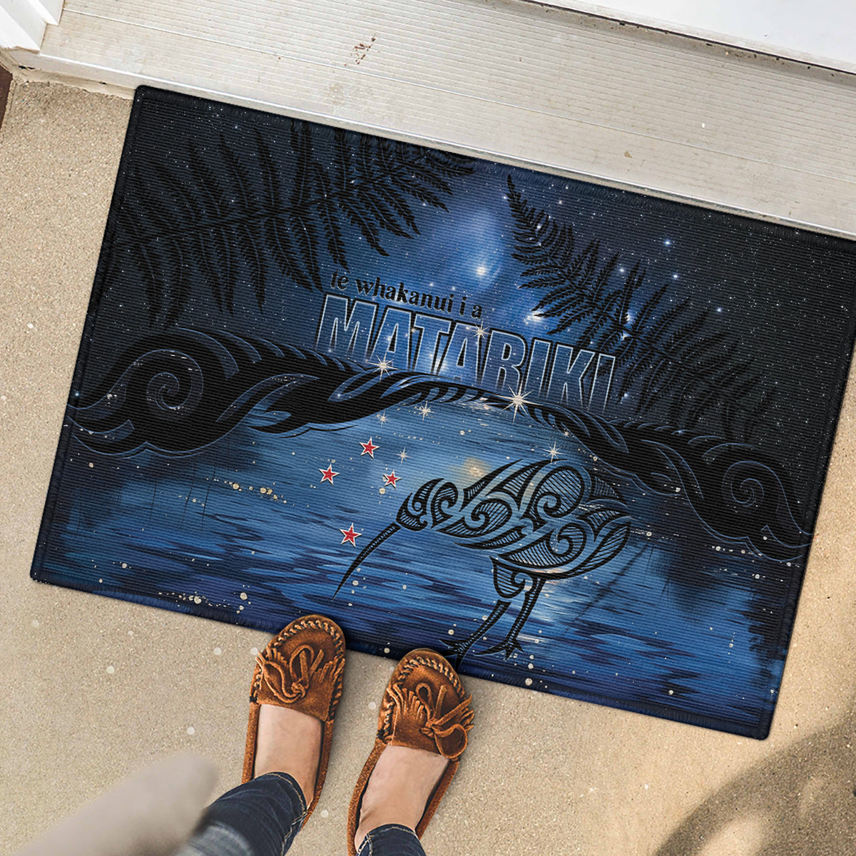 Matariki Kiwi Rubber Doormat Silver Fern LT01 - Polynesian Pride