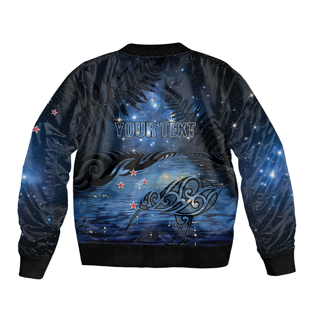 Personalised Matariki Kiwi Sleeve Zip Bomber Jacket Silver Fern LT01 - Polynesian Pride