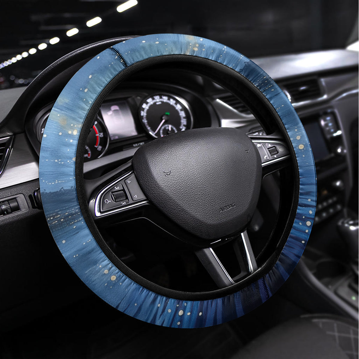 Matariki Kiwi Steering Wheel Cover Silver Fern LT01 Universal Fit Black - Polynesian Pride