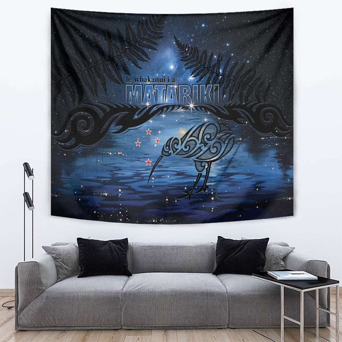 Matariki Kiwi Tapestry Silver Fern LT01 Black - Polynesian Pride