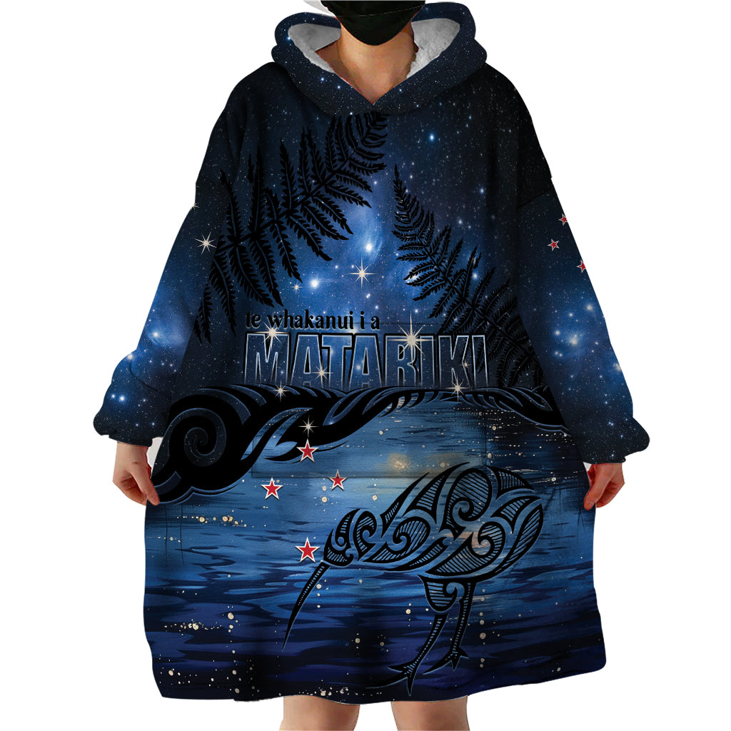 Personalised Matariki Kiwi Wearable Blanket Hoodie Silver Fern