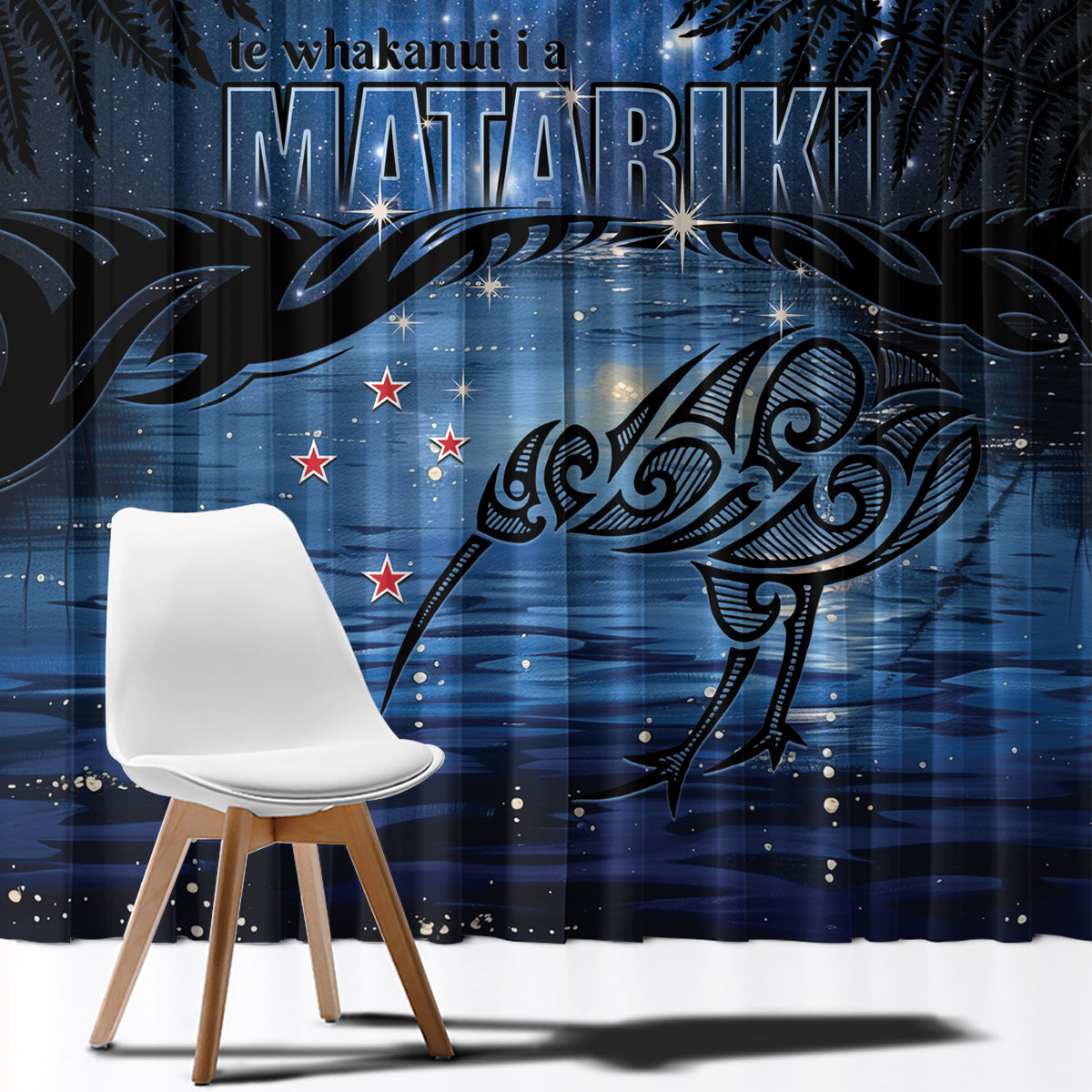 Matariki Kiwi Window Curtain Silver Fern LT01 - Polynesian Pride