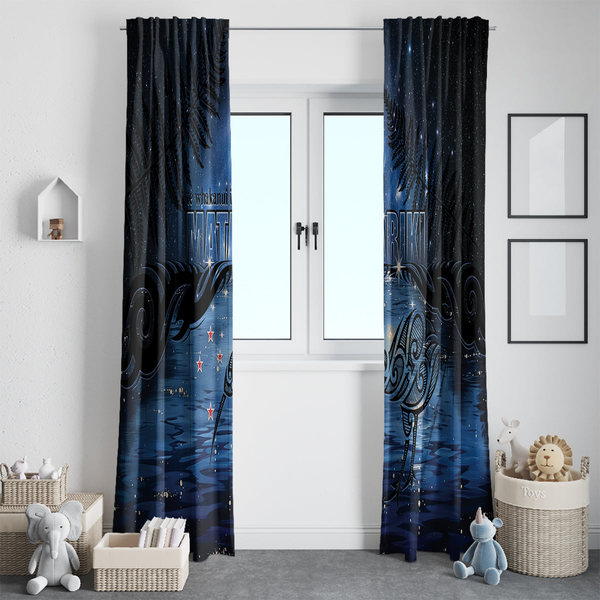 Matariki Kiwi Window Curtain Silver Fern LT01 - Polynesian Pride