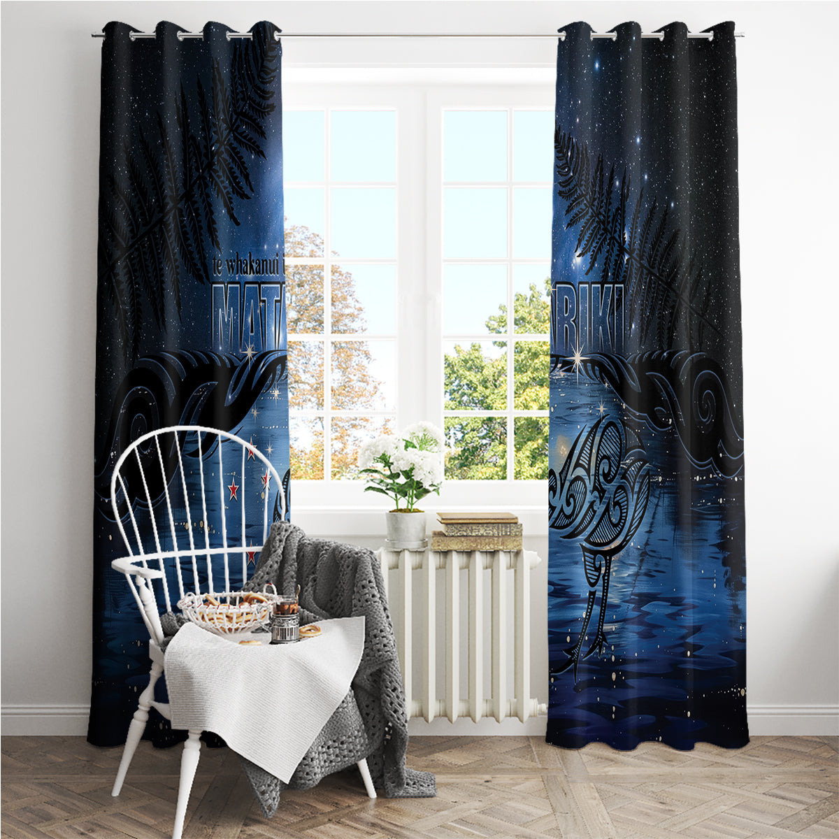 Matariki Kiwi Window Curtain Silver Fern LT01 - Polynesian Pride