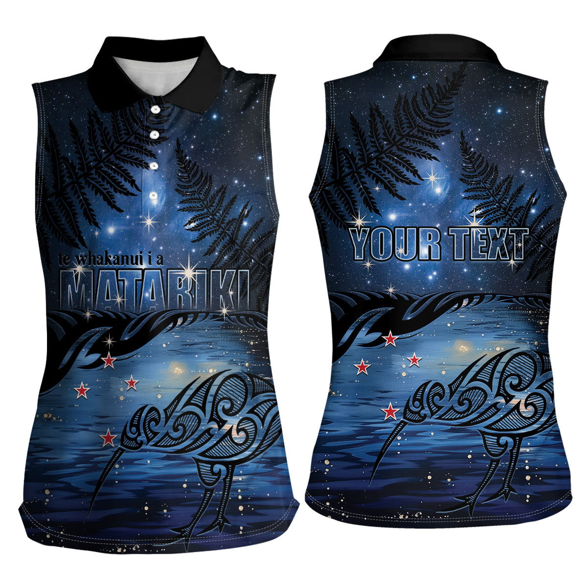 Personalised Matariki Kiwi Women Sleeveless Polo Shirt Silver Fern LT01 - Polynesian Pride