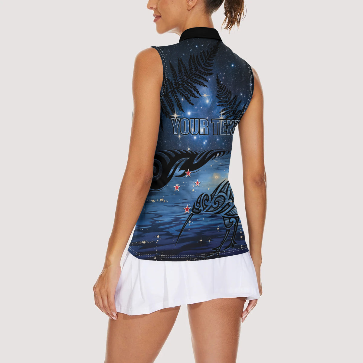 Personalised Matariki Kiwi Women Sleeveless Polo Shirt Silver Fern LT01 - Polynesian Pride