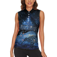 Personalised Matariki Kiwi Women Sleeveless Polo Shirt Silver Fern LT01 - Polynesian Pride