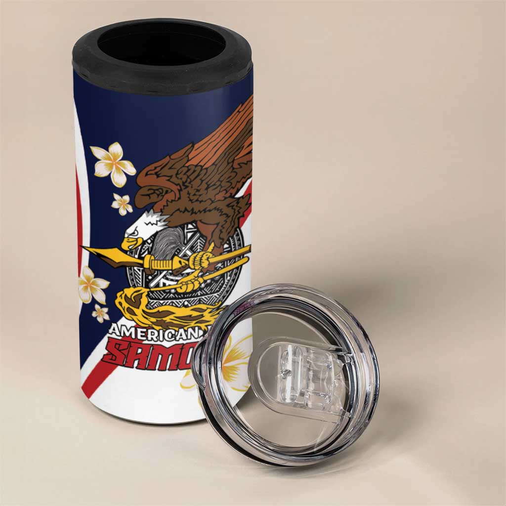 Personalized American Samoa 4 in 1 Can Cooler Tumbler Amerika Samoa Bald Eagle