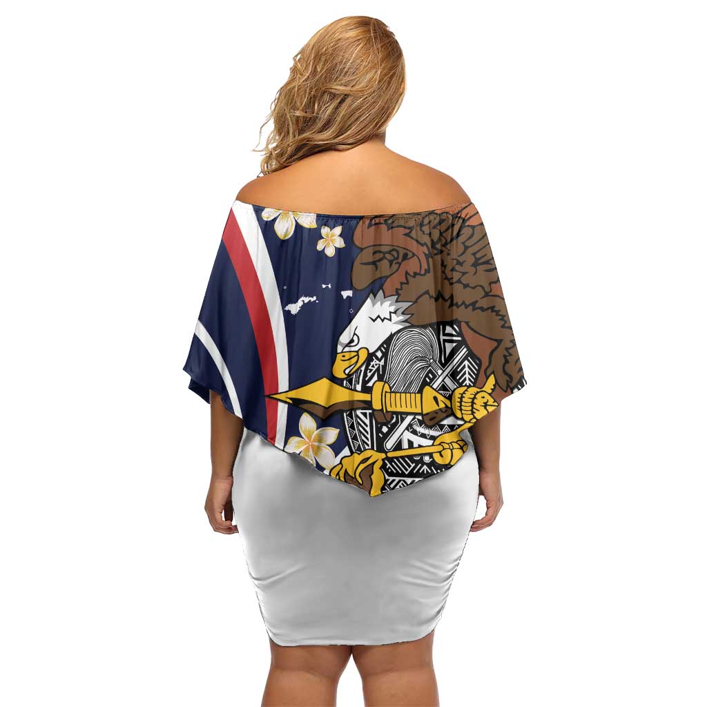 Personalized American Samoa Family Matching Off Shoulder Short Dress and Hawaiian Shirt Amerika Samoa Bald Eagle