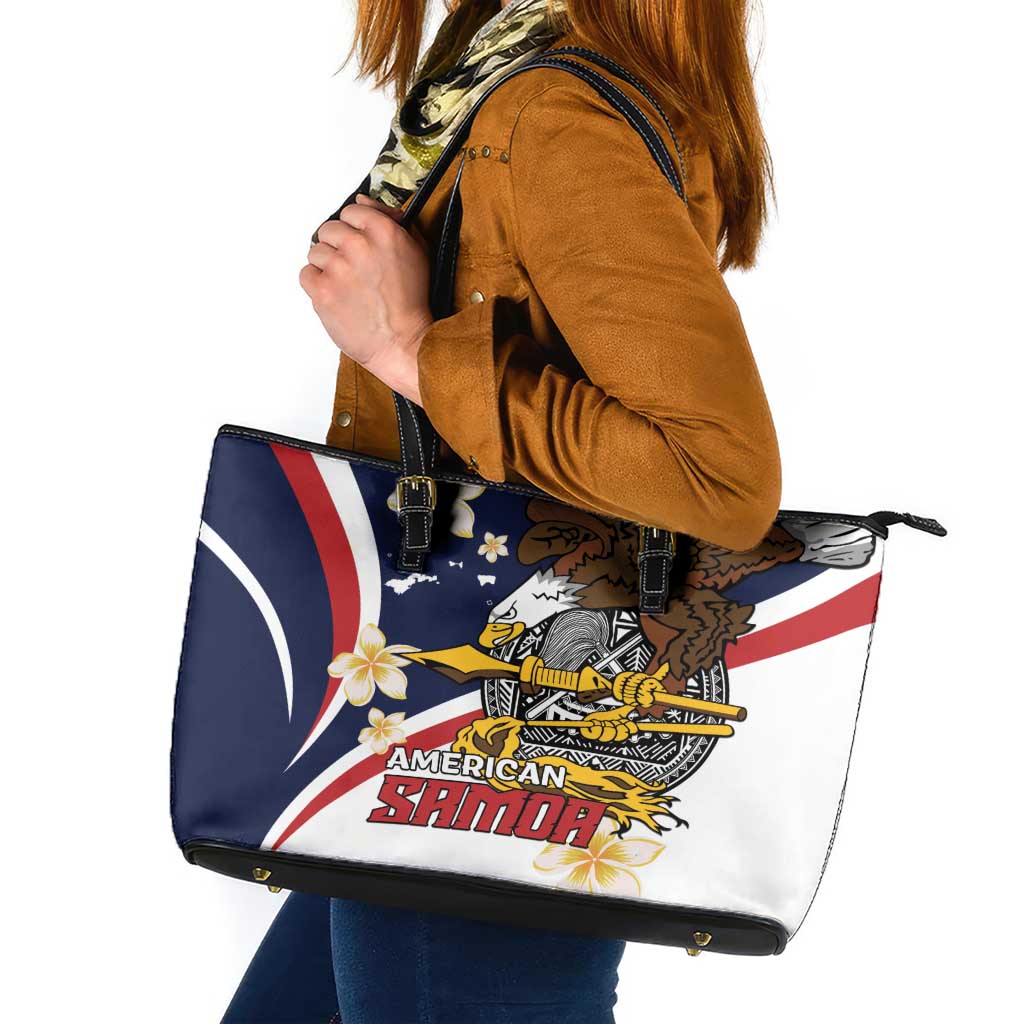 Personalized American Samoa Leather Tote Bag Amerika Samoa Bald Eagle