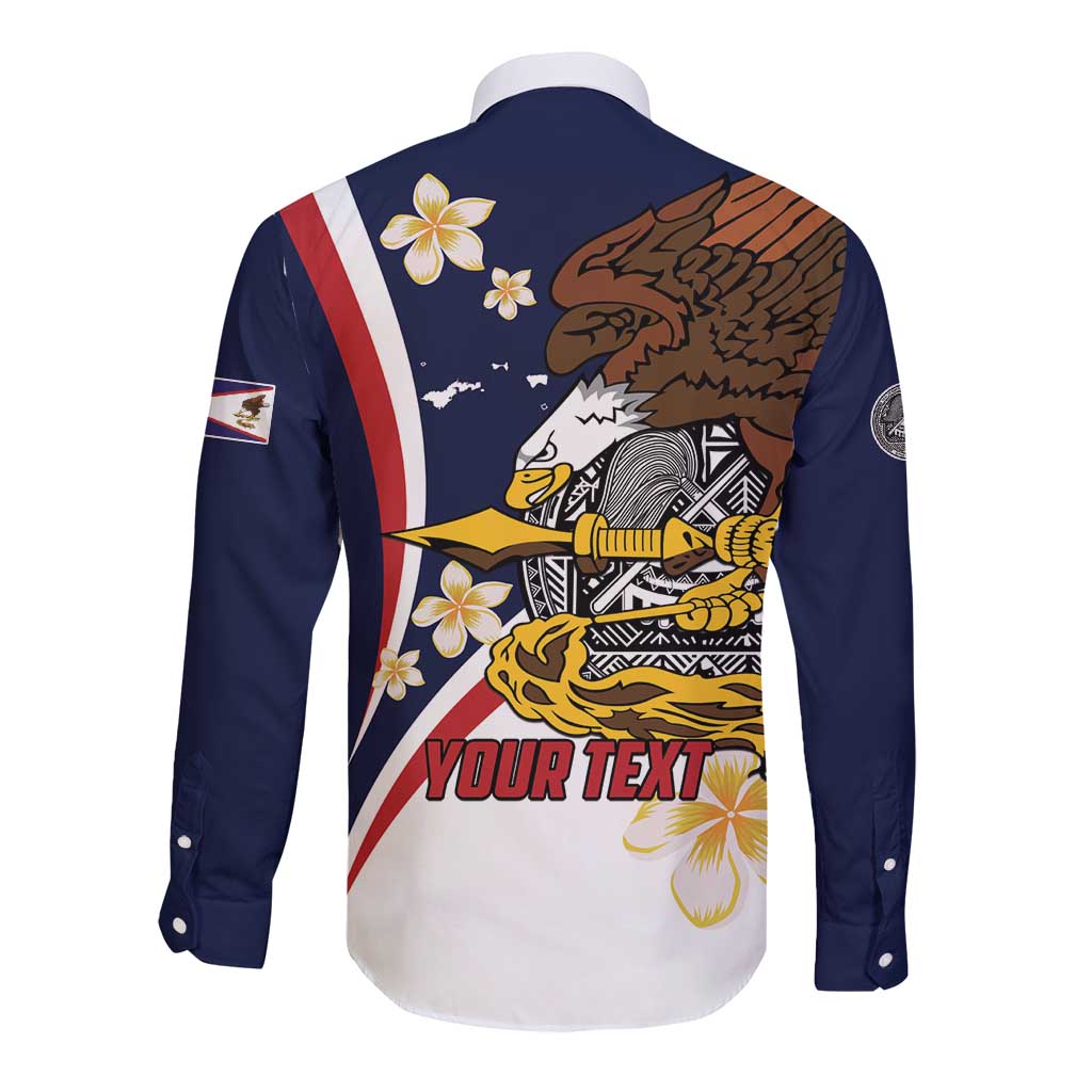 Personalized American Samoa Long Sleeve Button Shirt Amerika Samoa Bald Eagle