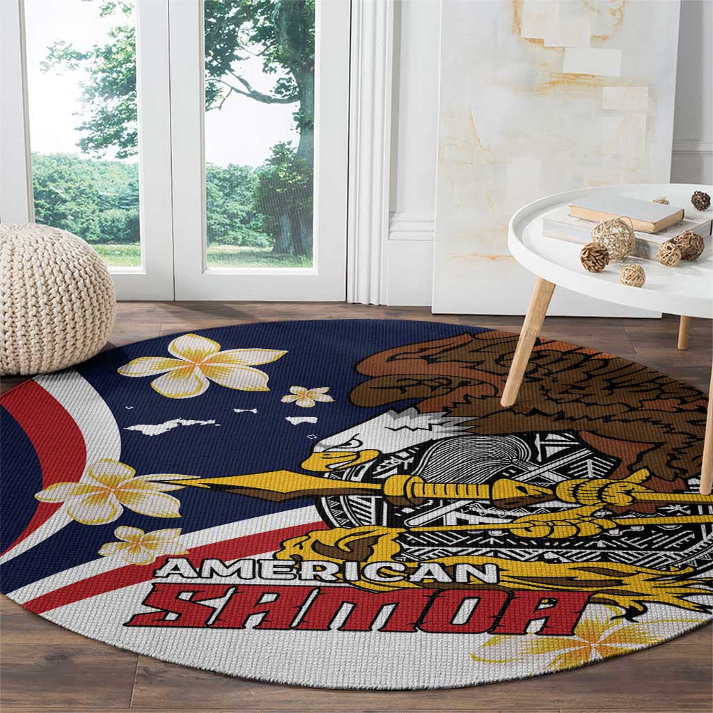 Personalized American Samoa Round Carpet Amerika Samoa Bald Eagle