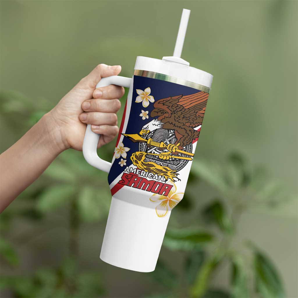 Personalized American Samoa Tumbler With Handle Amerika Samoa Bald Eagle
