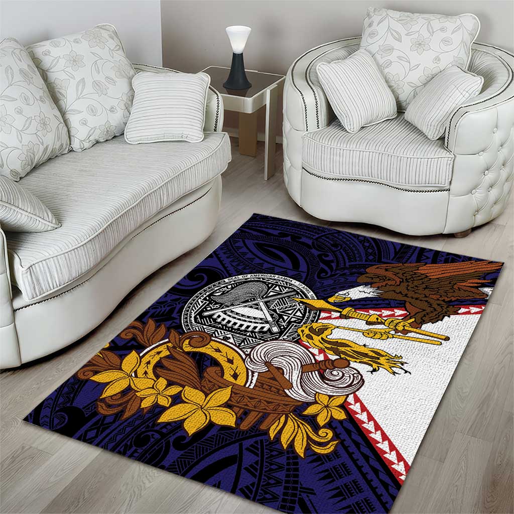American Samoa Eagle Kava Bowl Area Rug Plumeria Polynesian Pattern