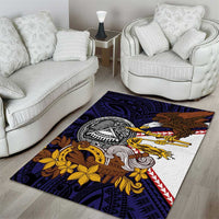 American Samoa Eagle Kava Bowl Area Rug Plumeria Polynesian Pattern