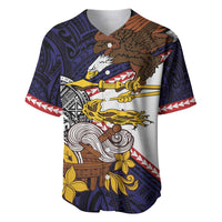 American Samoa Eagle Kava Bowl Baseball Jersey Plumeria Polynesian Pattern