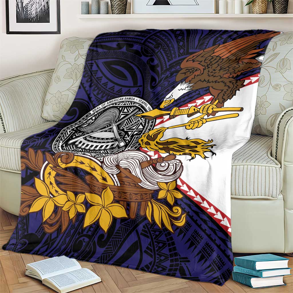 American Samoa Eagle Kava Bowl Blanket Plumeria Polynesian Pattern